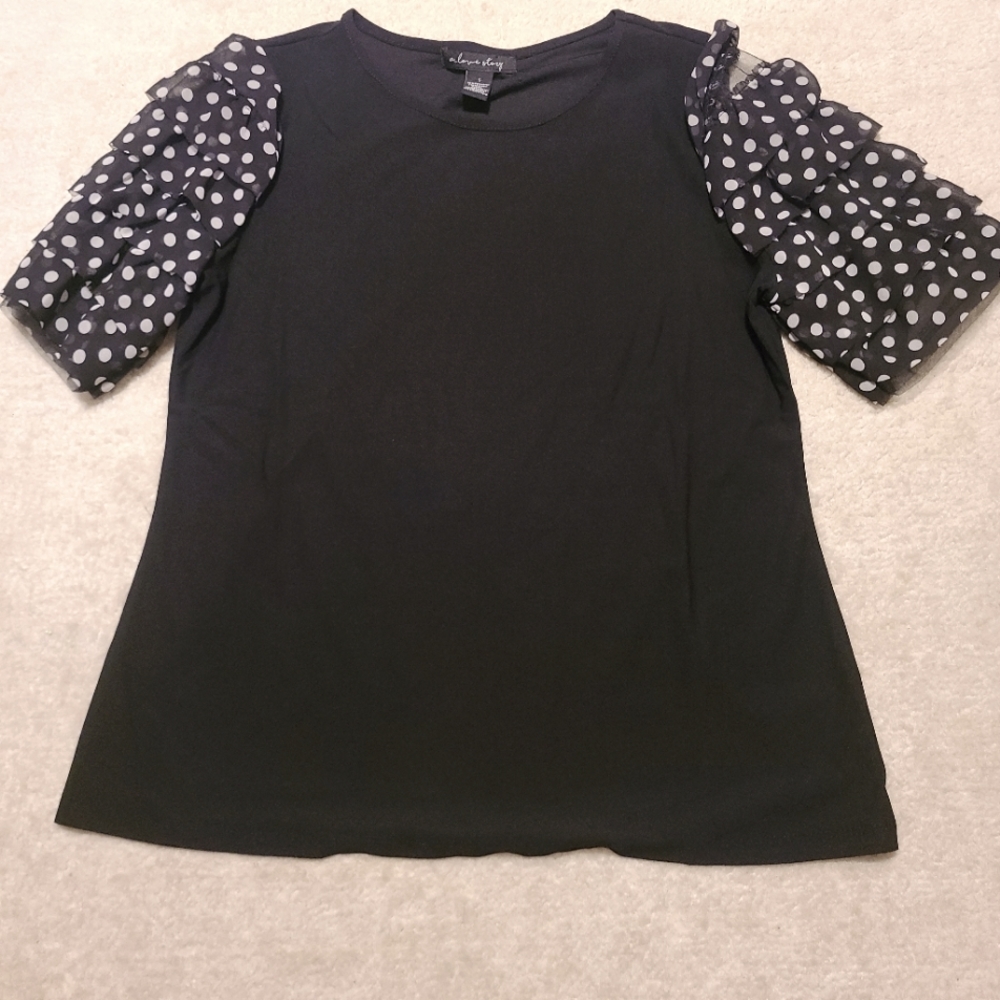 Black Blouse with Polka Dots